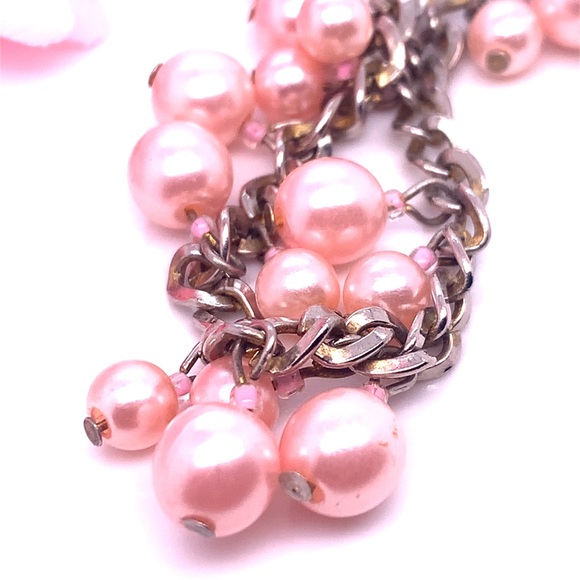 Charming Pink Pearl Chain Bracelet 7.5” - Picture 6 of 7